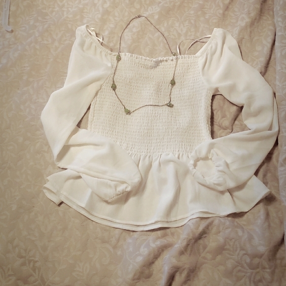 Ambiance Tops - Peasant Top, white